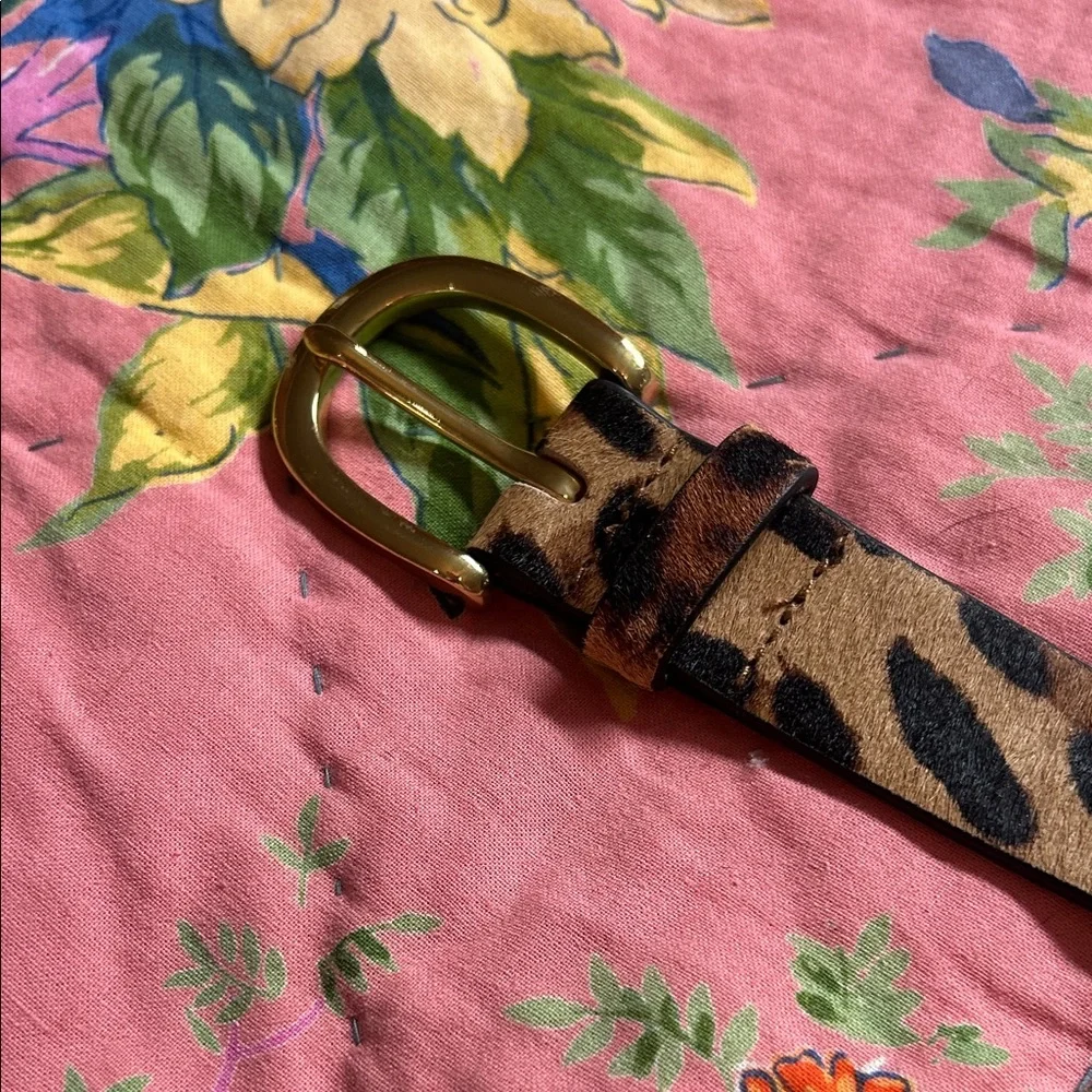 J. Crew Leopard Print Belt with Gold Buckle - Picture 2 of 6